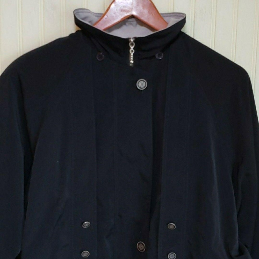 Carlo Briani Jacket Womens Small Black Full Zip Button Pockets Elastic Cuffs
